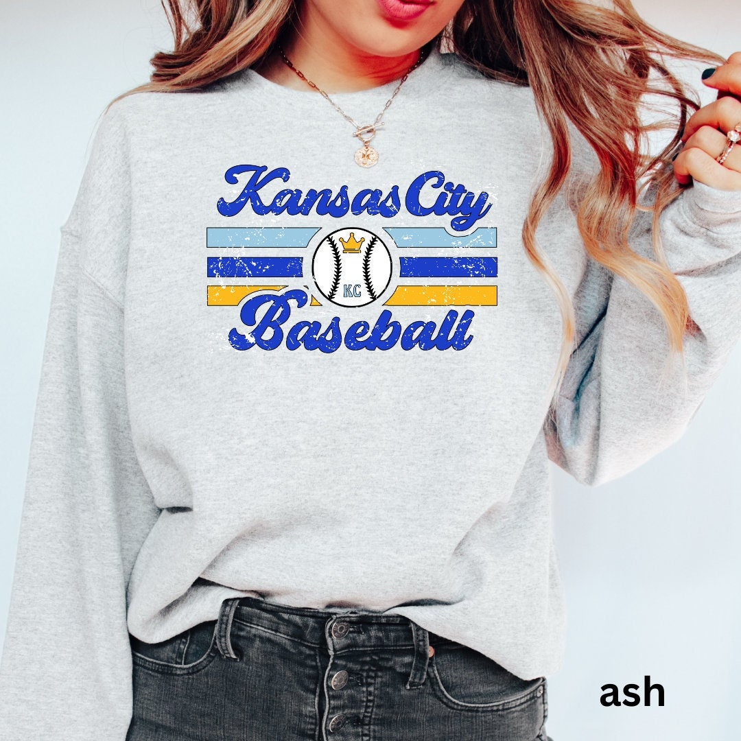 Retro Kansas City Baseball Sweatshirt, Kansas City Baseball Shirt, KC Baseball Crewneck, Crown Town, Kansas City Gift, KC Baseball Shirt