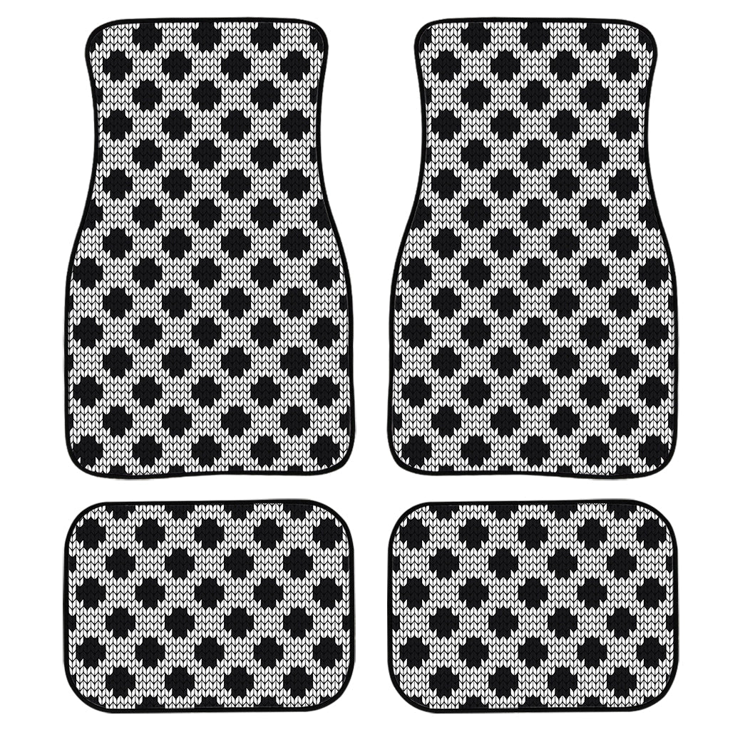 Polka Dot Knitted Pattern Print Front And Back Car Floor Mats, Front Car Mat