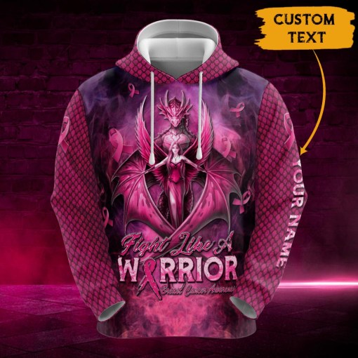 Personalized Fight Like A Warrior Pink Dragon Breast Cancer Awareness 3D Shirt