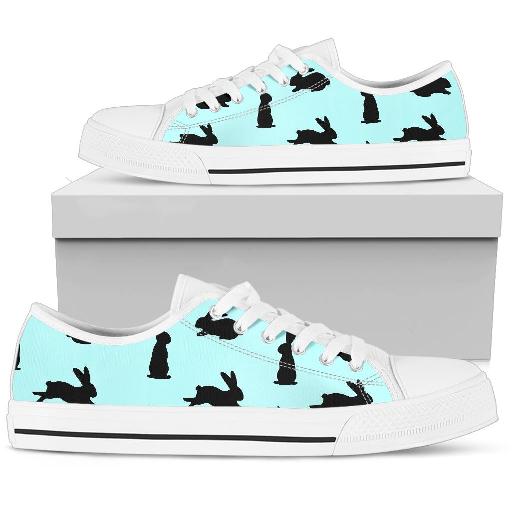 Rabbit Pattern Print Design Rb010 White Bottom Low Top Shoes