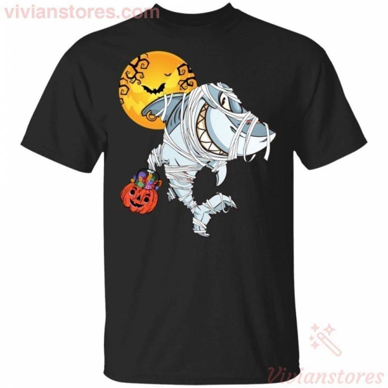 Shark In Mummy Costume Halloween T-shirt Funny halloween Gift PT09