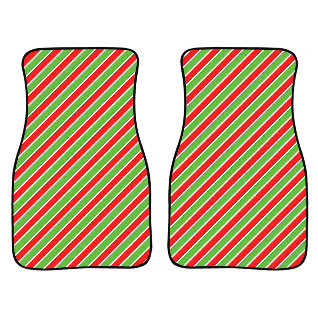 Xmas Candy Cane Stripes Print Front Car Floor Mats