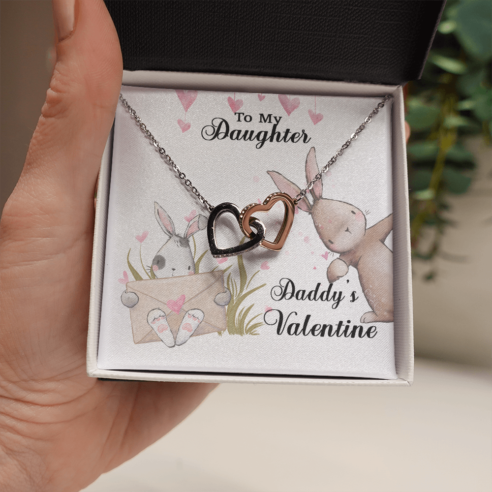 Valentine’S Day Gift For Daughter, Valentine Bunnys, Daddy’S Valentine, Heart Necklace, Valentine’S Day Jewelry, Valentine’S Day Necklace, Gift For Daughter