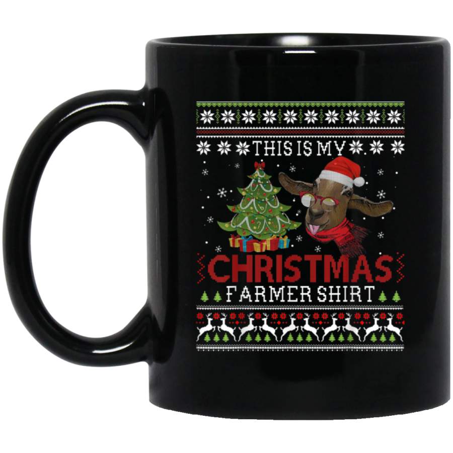 This My Christmas Goat Farmer Santa Hat Farm Ugly Sweater Black Mug