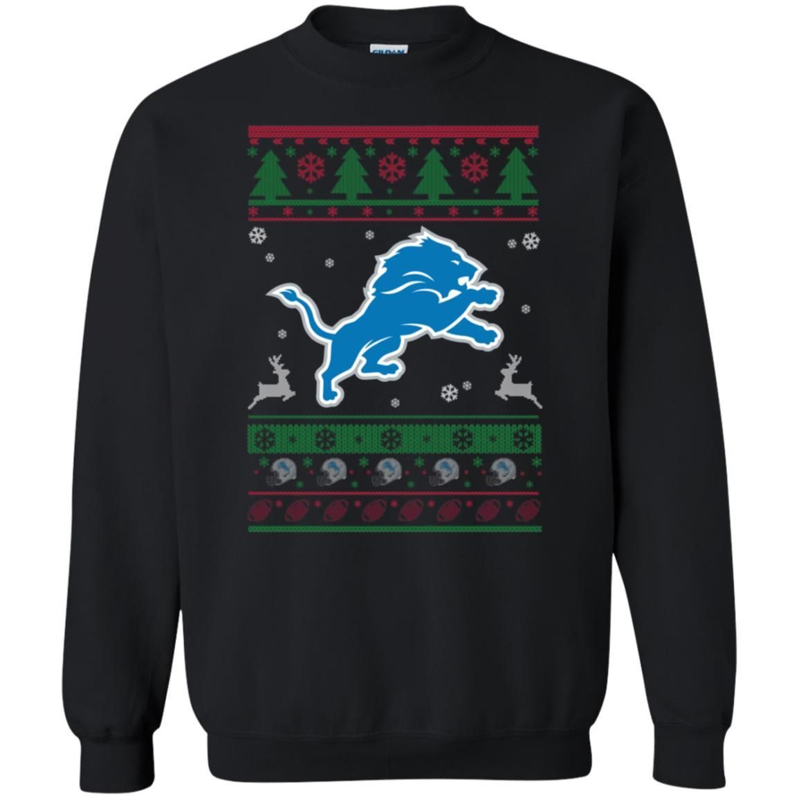 Detroit Lions Logo Football Teams Ugly Christmas Sweater Unisex Crewneck Pullover Sweatshirt T-Shirt