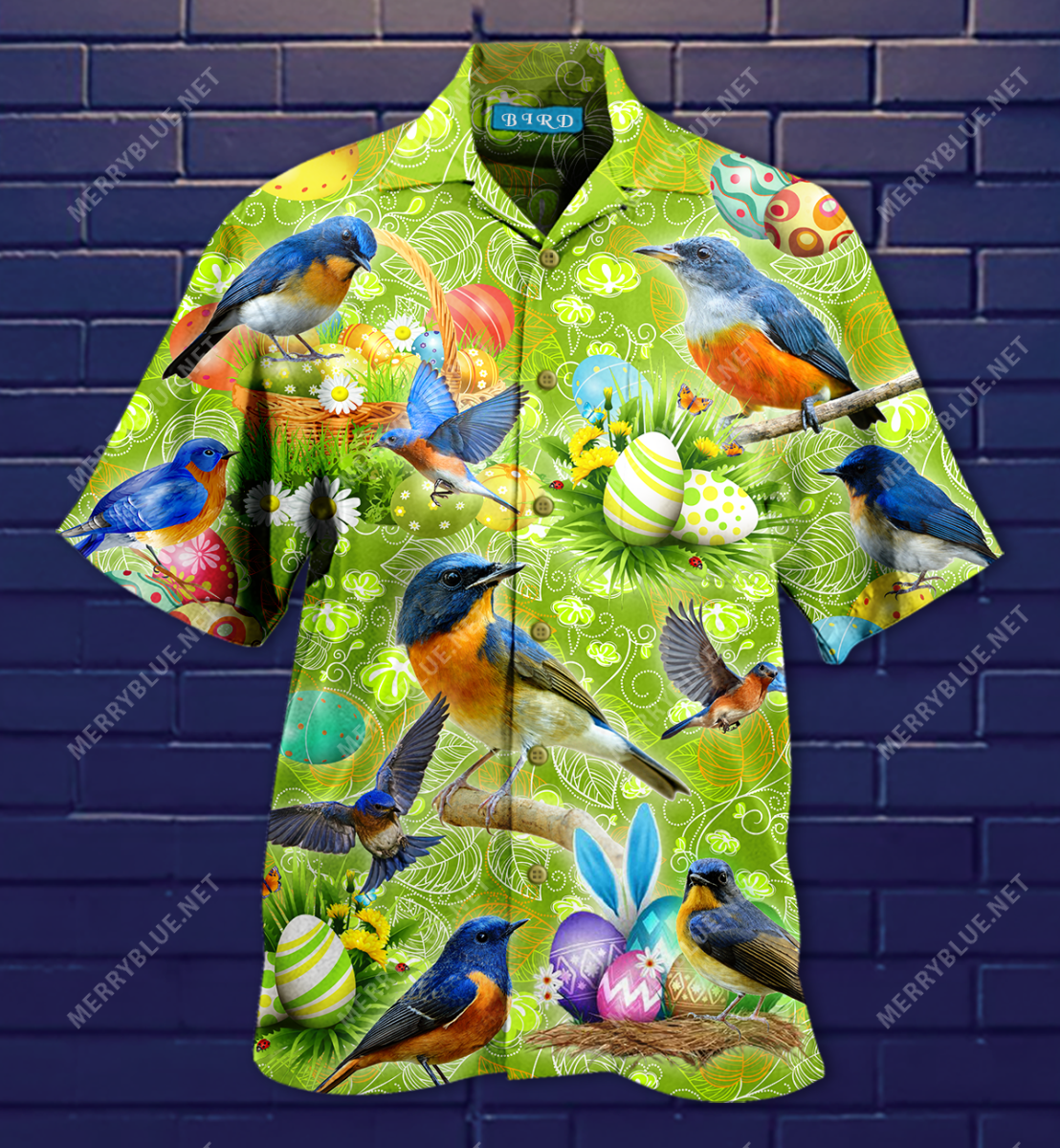 Happy Easter With Bluebirds Hawaii Shirt Ha24990