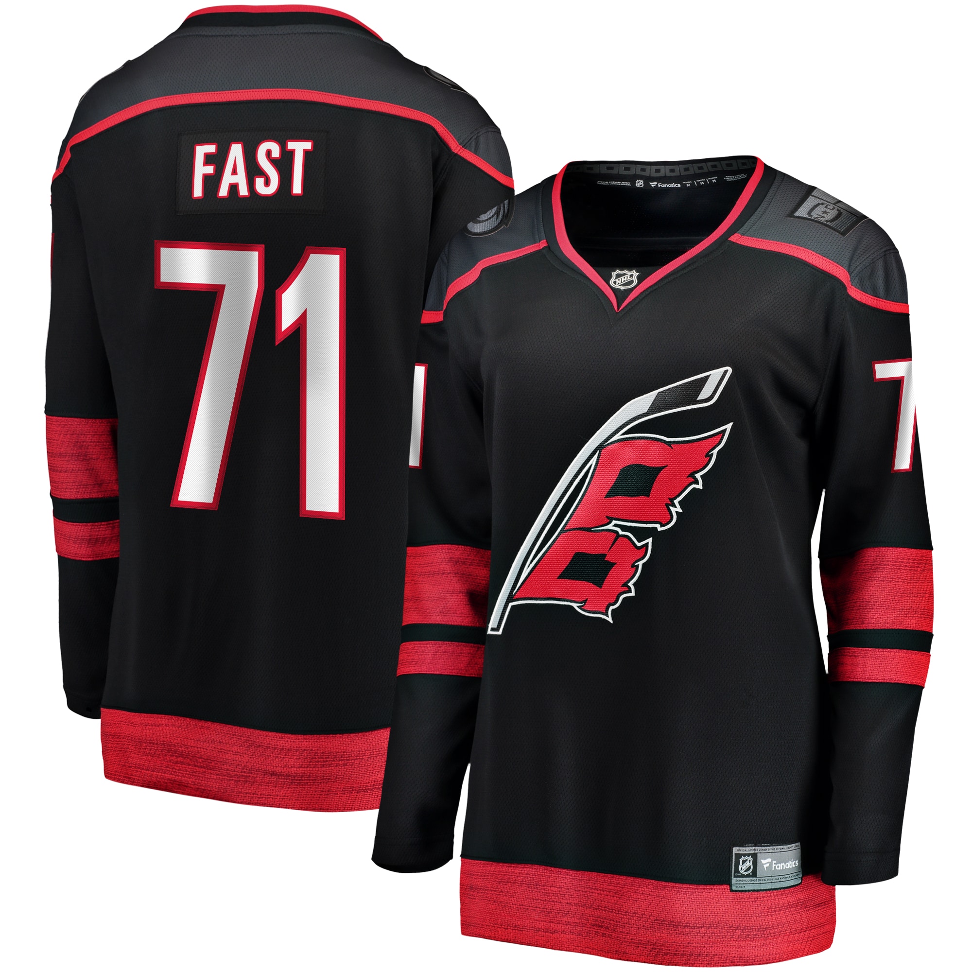 Women's Carolina Hurricanes Jesper Fast Black Home Breakaway Player Jersey