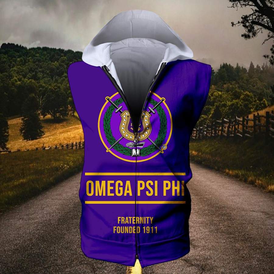 Omega Psi Phi Sleeveless Zip Hoodie 040620203