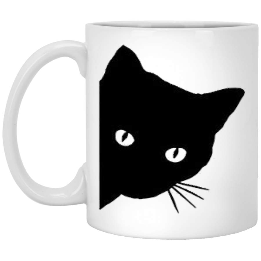 Cat Lovers Funny Peeping Black Cat ,Peeking Kitten Coffee Mug