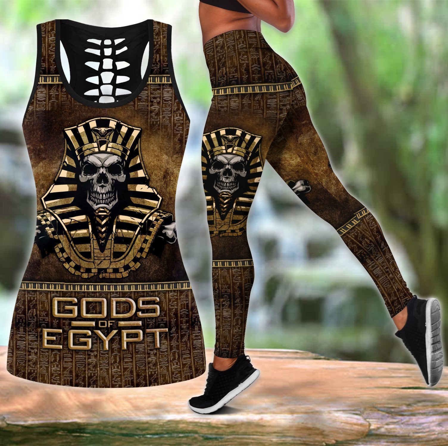 Women Tank Top Pharaoh Skull Ancient Egypt 3D Print Combo Legging Tank