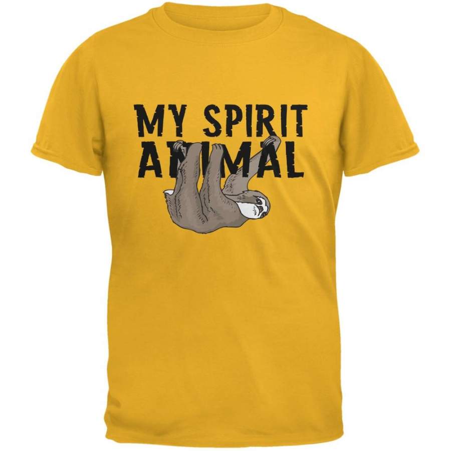 Sloth My Spirit Animal Gold Adult T-Shirt