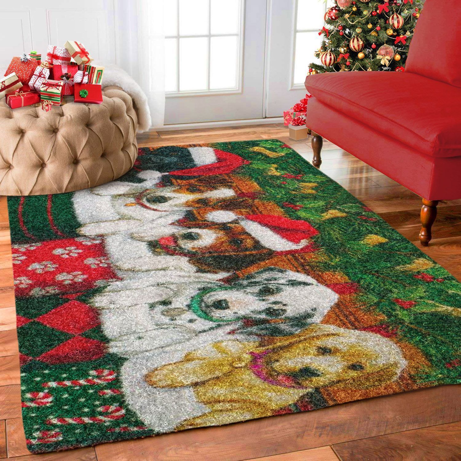 Dog Puppy Christmas Rug