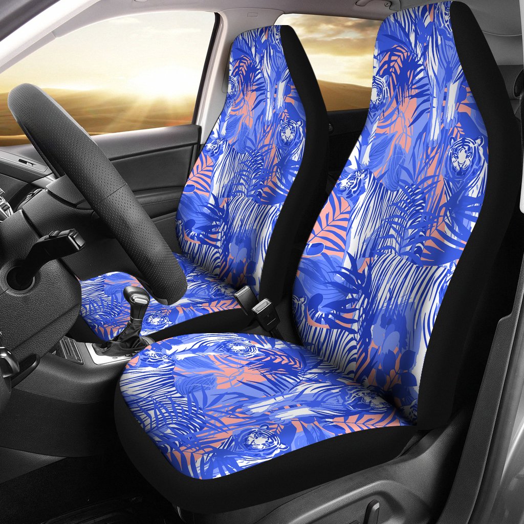 White Bengal Tigers Pattern  Universal Fit Car Seat Covers