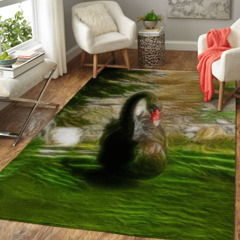 A black swan in a pond – Animals Area Rug Carpet