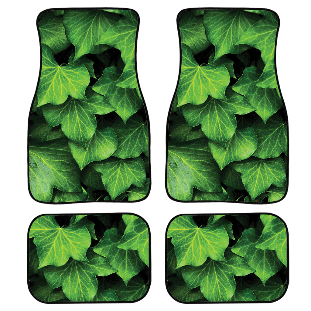 Green Ivy Leaf Print Front And Back Car Floor Mats, Front Car Mat