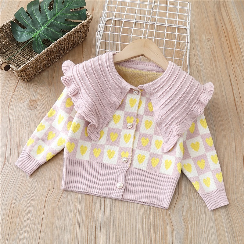 Children’S Sweater Cardigan Autumn Winter New Children’S Clothing Fashion Kids Outfit Knitwear Lapel Coat Little Girl’S Coat alx