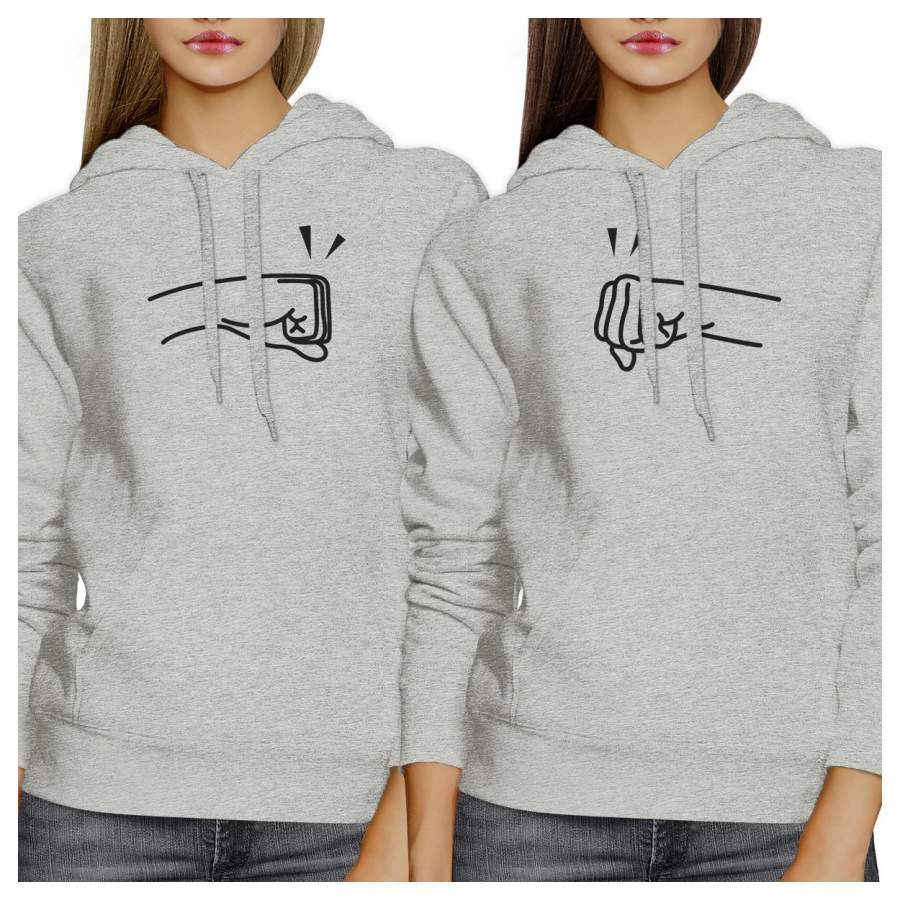 Fists Pound BFF Matching Grey Hoodies