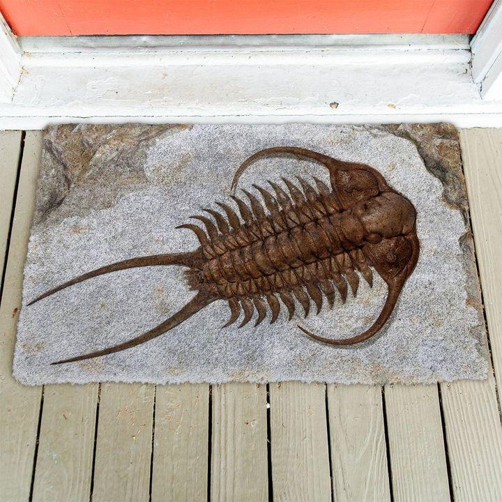 3D Trilobite Fossil Funny Indoor And Outdoor Doormat Gift For Archeology Lovers Birthday Gift Decor Warm House Gift Welcome Mat