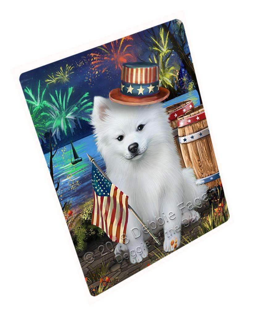 4Th Of July Independence Day Fireworks American Eskimo Dog At The Lake Blanket Blnkt74271