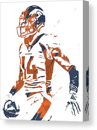 Courtland Sutton Denver Broncos Watercolor Strokes Pixel Art 2 Joe Hamilton Canvas Print