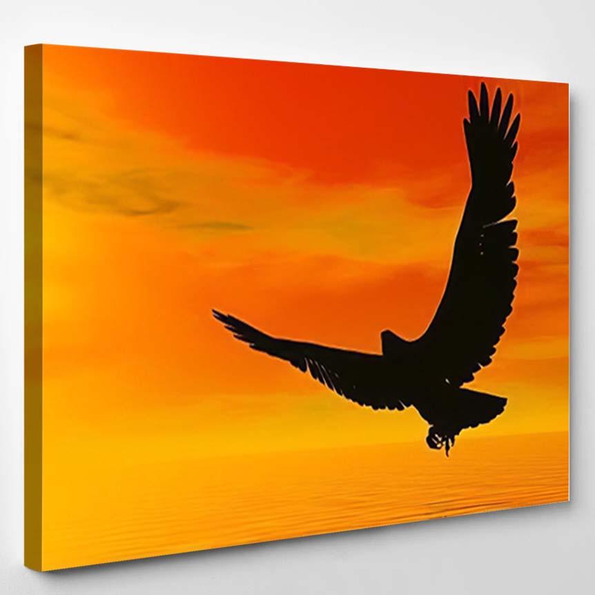 Shadow Eagle Flying Sun By Red – Eagle Animals Canvas Print