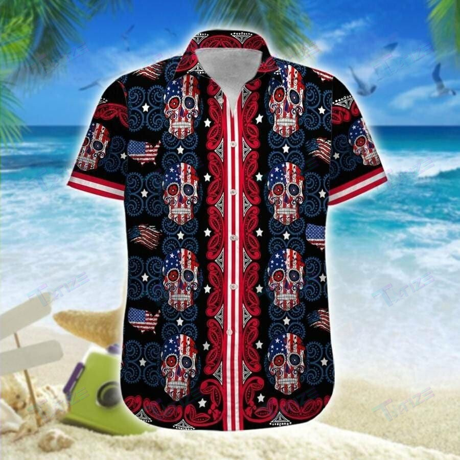 Skull Sugar Usa All Over Printed Hawaii Shirt Size S Ha79581