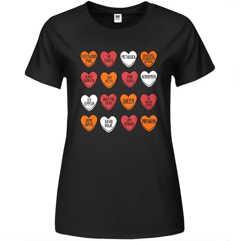 Rock Bands Hearts Candy Valentines Day Fan Music Lover Premium Womens T Shirts