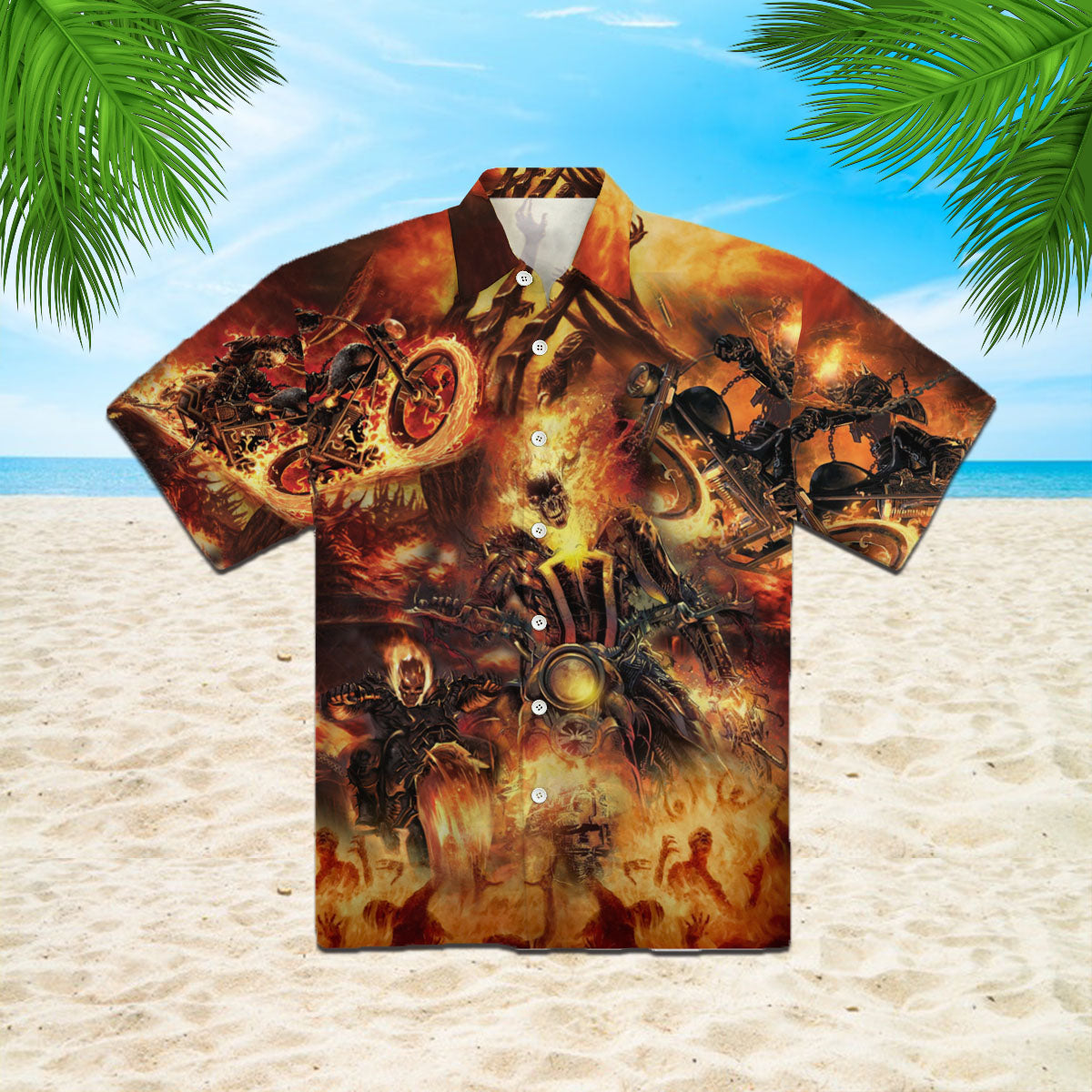 Oragontee Ghost Rider Fire Halloween Hawaiian Shirt | For Men & Women | Adult | Hw4798