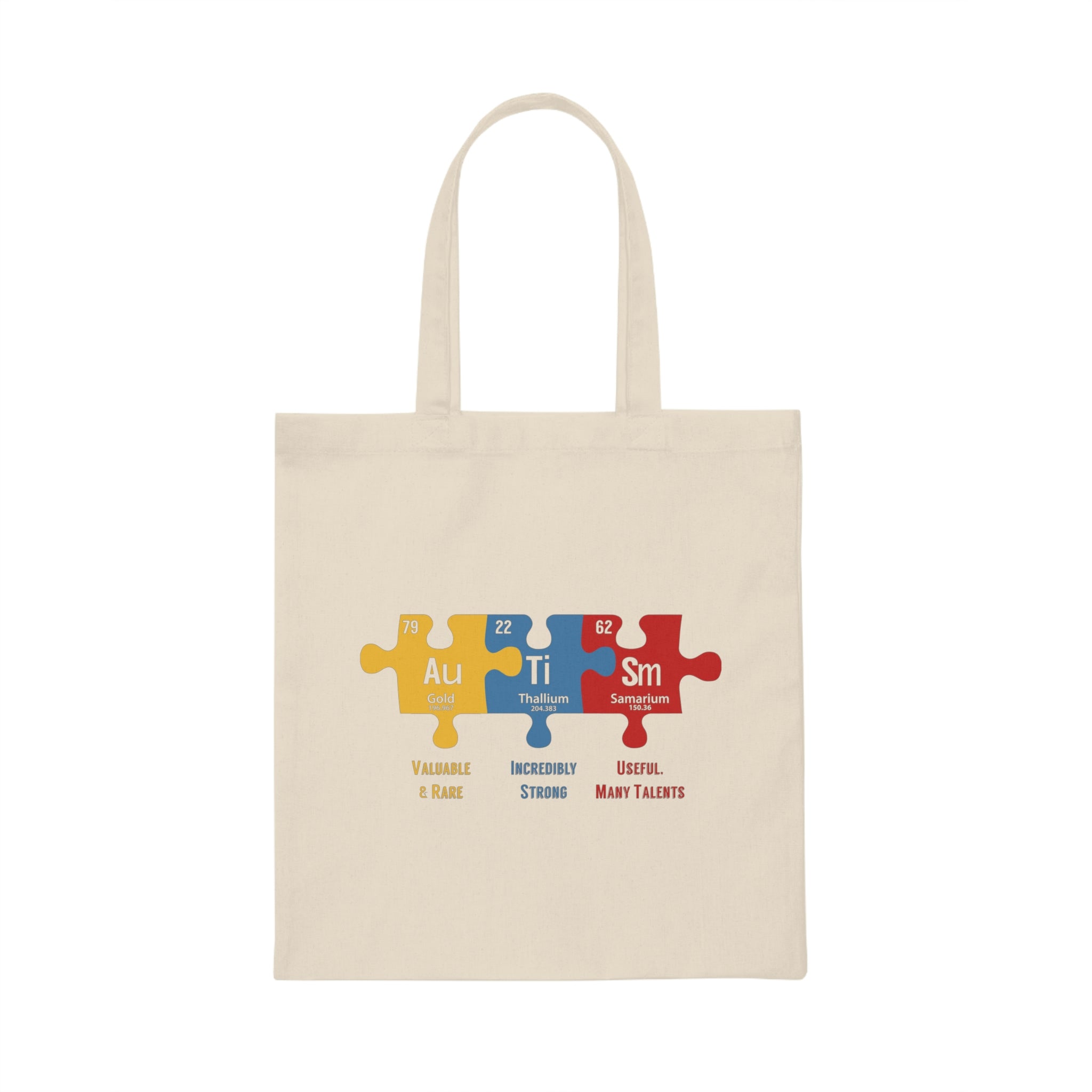 Autism Awareness Puzzle Periodic Elements Autistic Behavior Men Women T Shirt Canvas Tote Bag