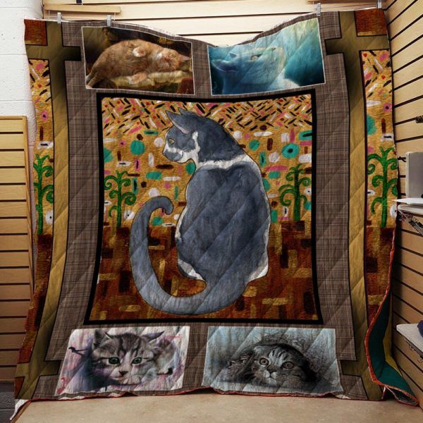 Grey Cat 3D Quilt Blanket HGM4