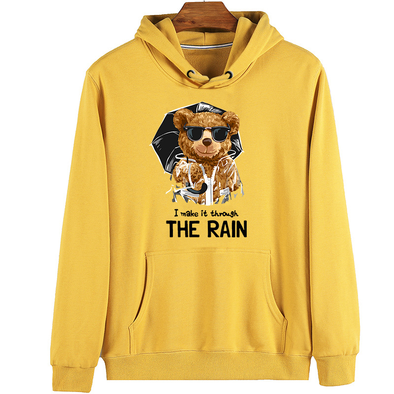 100% Cotton Umbrella Cool Bear Print Sweater Women 2021 Winter Loose Long-sleeved Pullover Oversized Hoodie Couple Sweater S-4XL alx