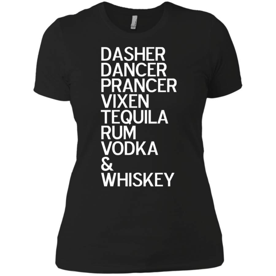 AGR Dasher dancer prancer vixen tequila rum vodka and whiskey Ladies T-Shirt