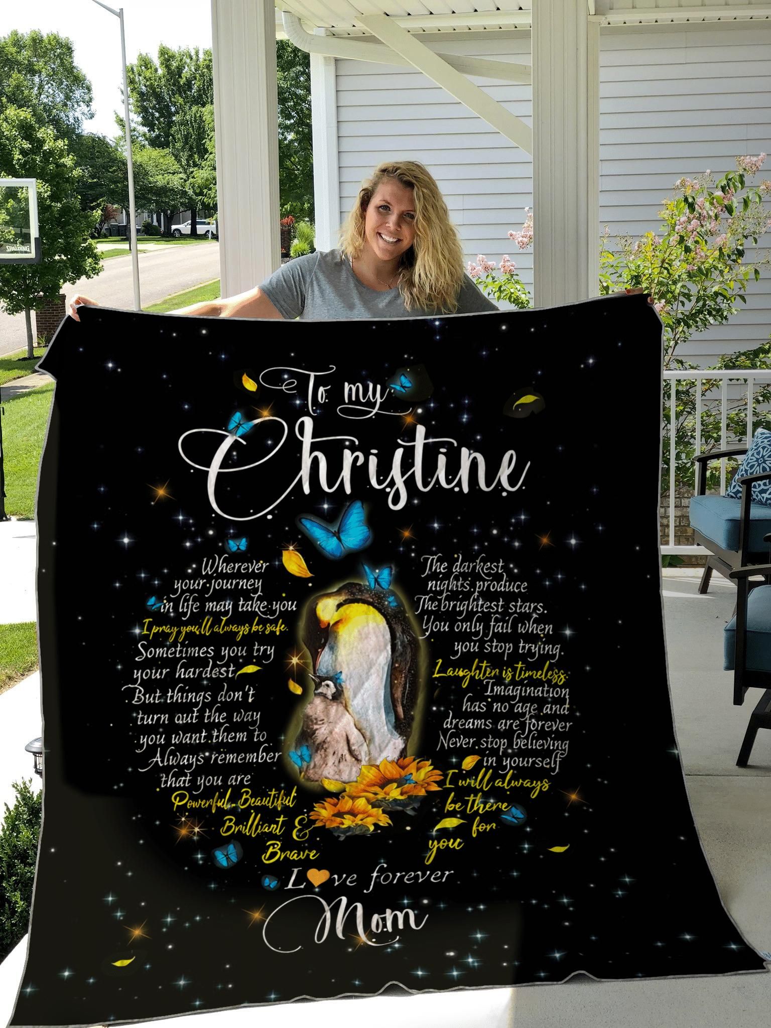 Personalized To My Daughter From Mom Penguin I Will Always Be There For You Heart Area Quilt