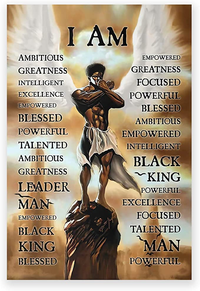 Black King Wings Poster I Am Ambitious Greatness Intelligent Excellence Leader Man Canvas Wall Art Blessed Powerful Talented Canvas