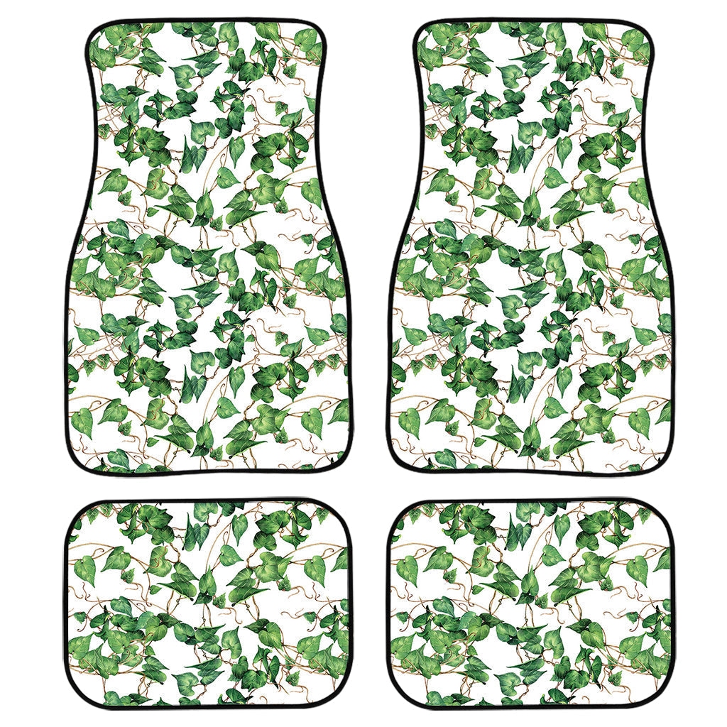 Watercolor Ivy Leaf Pattern Print Front And Back Car Floor Mats, Front Car Mat