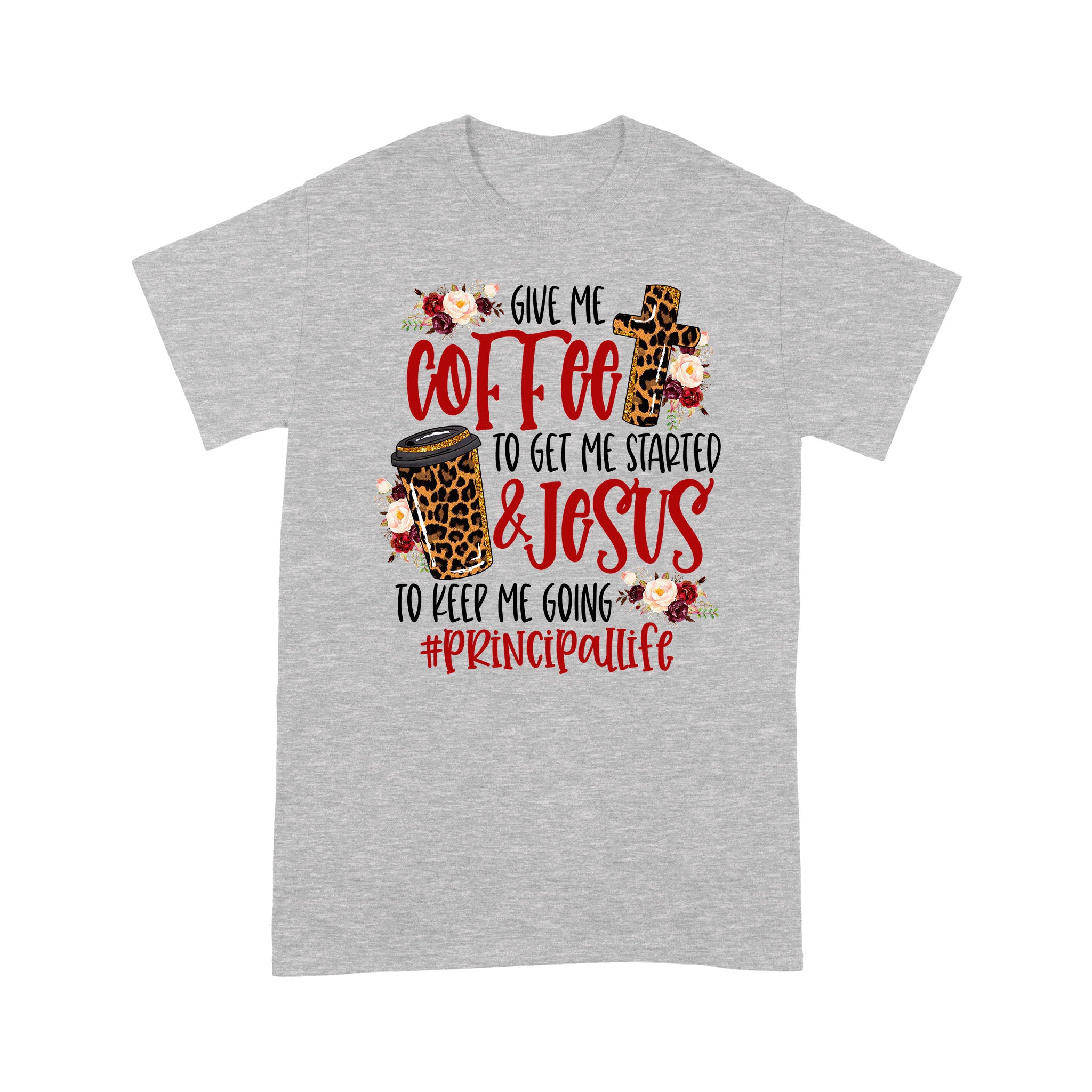 Dngfashion ‘S Principal-Give Me Coffee Jesus Leopard Tarhm323 – Standard T-Shirt