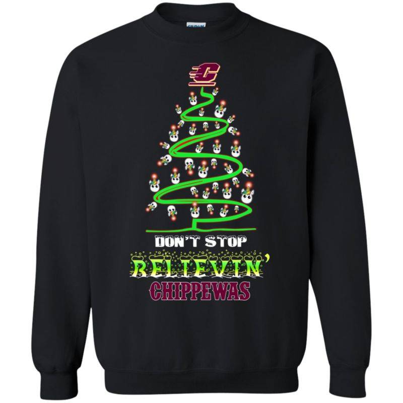 Central Michigan Chippewas Ugly Christmas Sweaters Unicorn Don’t Stop Believin’ Hoodies Sweatshirts