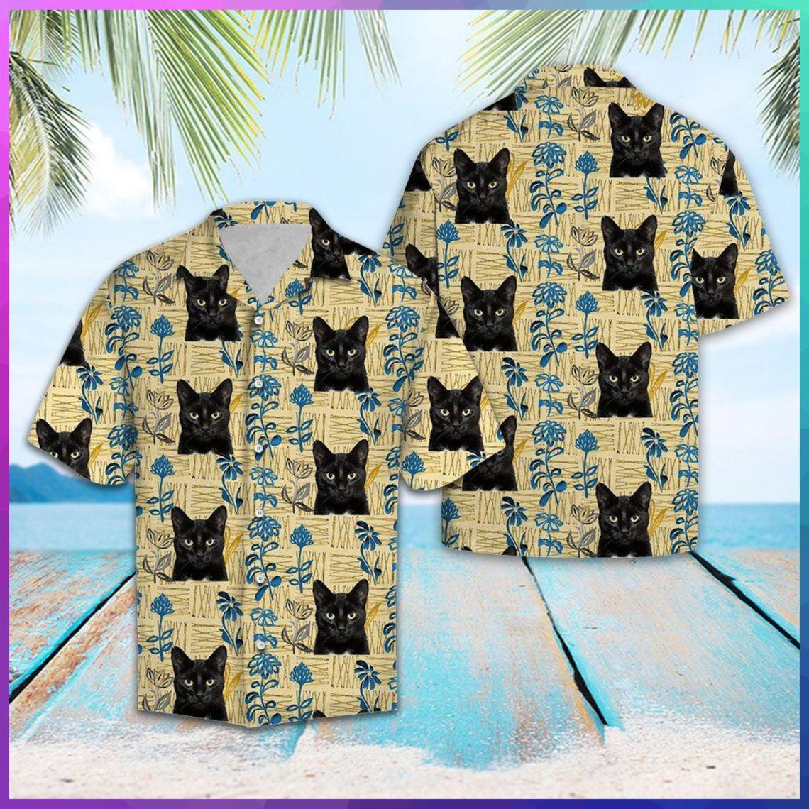 Black Cat Pattern Hawaii Shirt Unisex Adult Ha44986