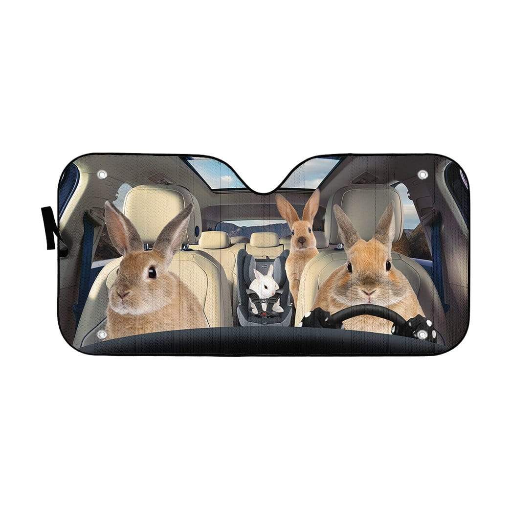 Gearhumans 3D Rabbit Family Custom Car Auto Sunshade