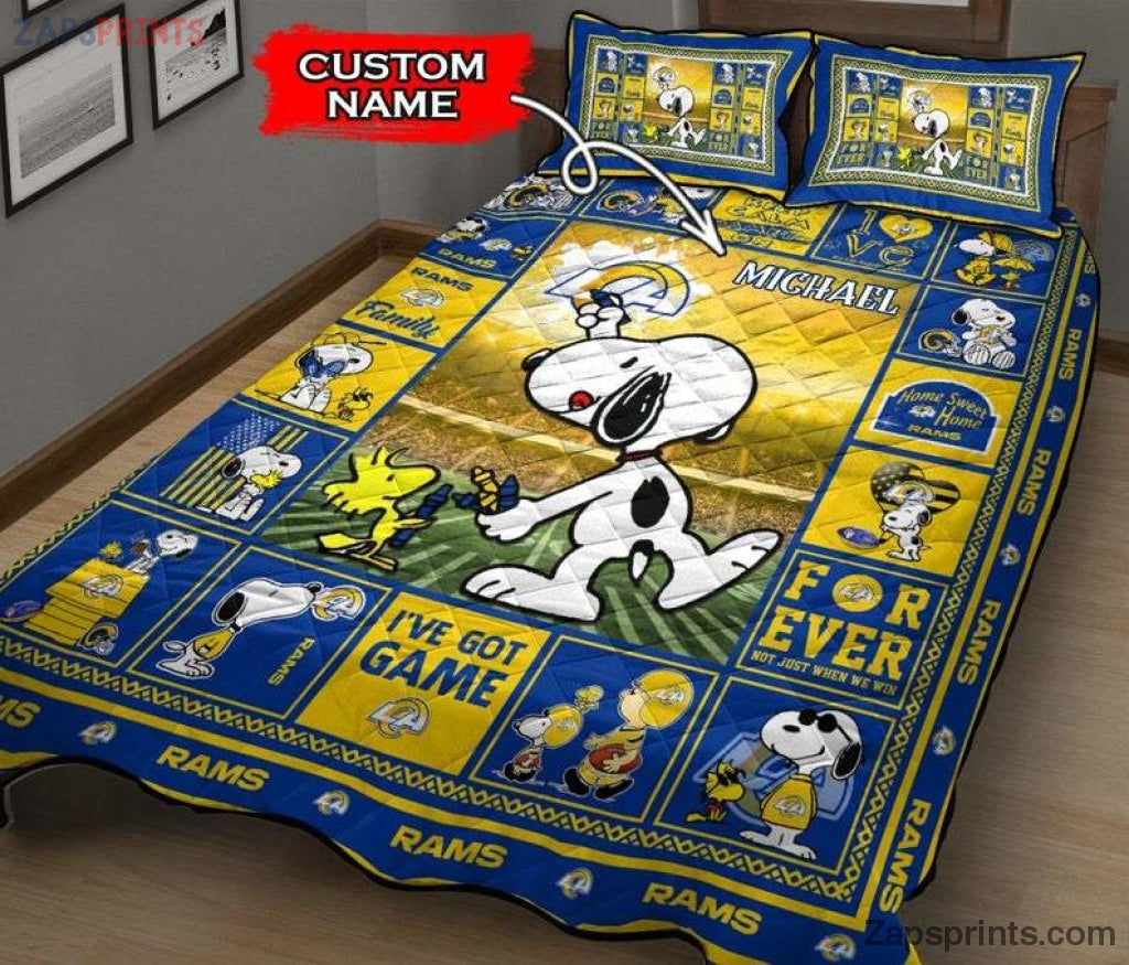 Custom Name Los Angeles Rams Quilt Bed Set