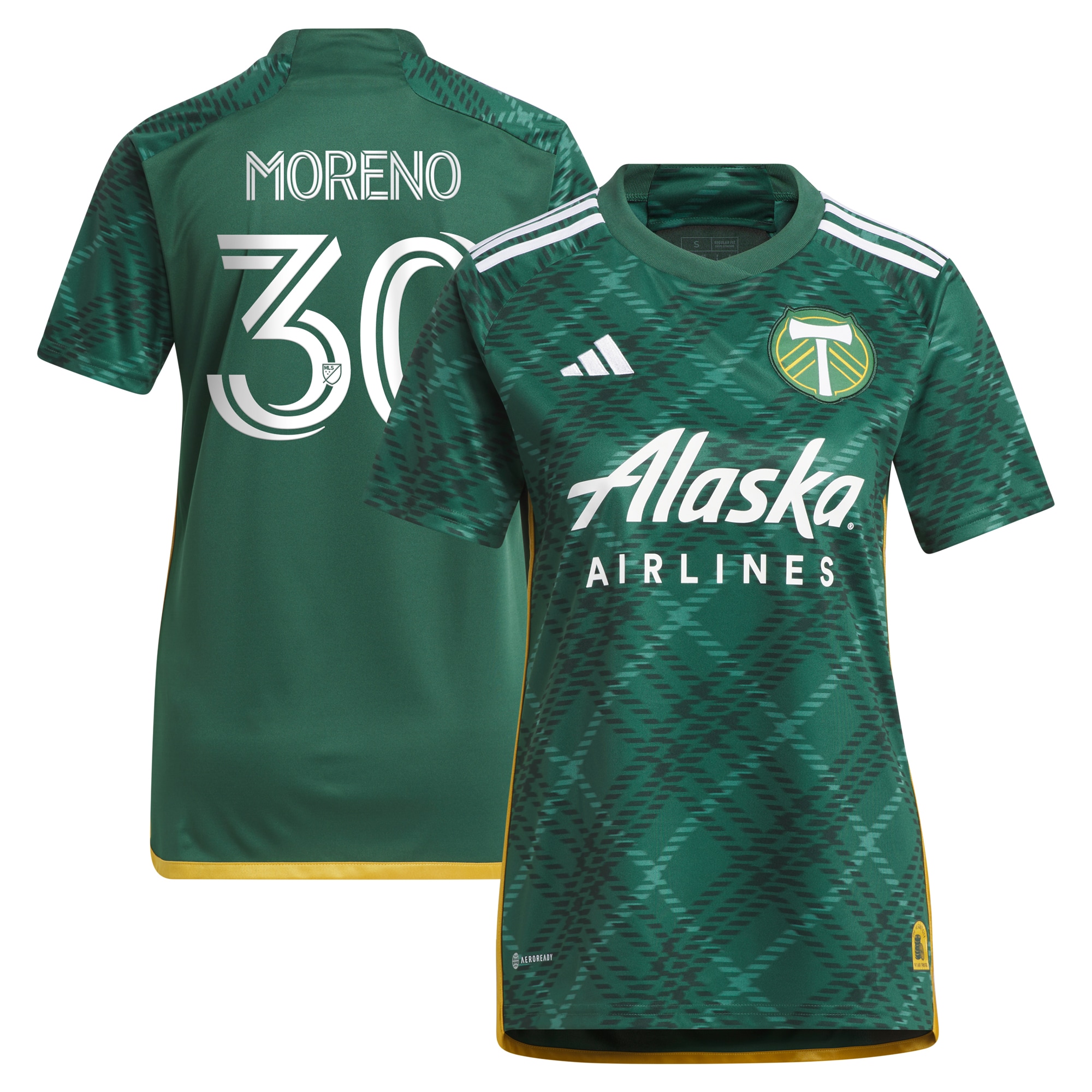 Santiago Moreno Portland Timbers Women's 2023 Portland Plaid Kit Replica Jersey – Green