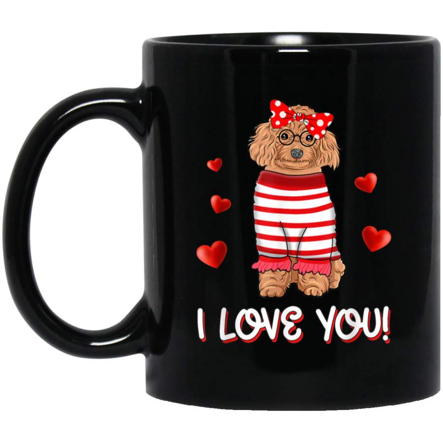 Poodle Puppy With Red Bow Mug