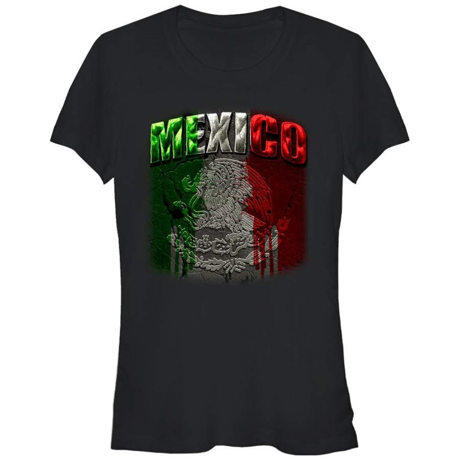 Aztlan Junior’s Viva Mexico Flag Seal  T Shirt Black S