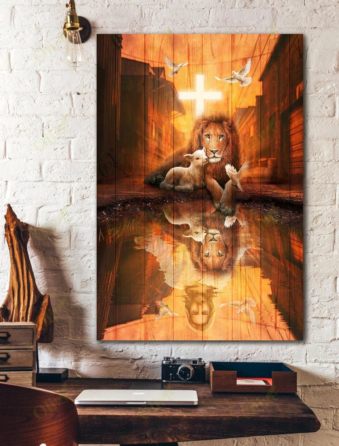 Jesus – Beautiful Lion And A Lamb Easter Canvas And Poster | Wall Decor Visual Art
