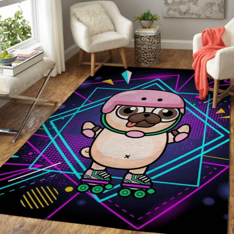 Pug on Skates – Animals Area Rug Carpet