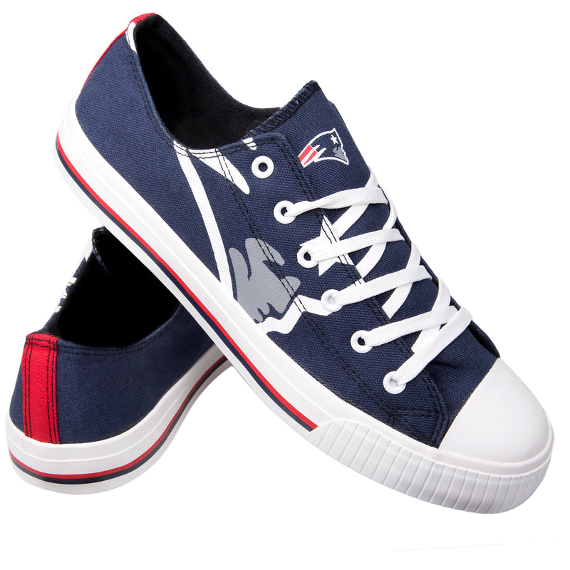 New England Patriots NFL Mens Low Top Big Logo Canvas Shoes