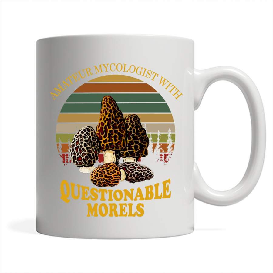 Amateur Mycologist With Questionable Morels, Classic Vintage Retro Design – Full-Wrap Coffee White Mug