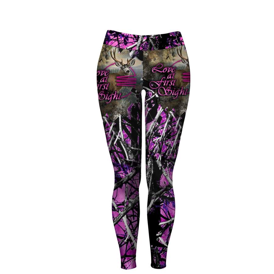 Deer leggings country girl pink muddy camo Love at first sight leggings – FSD464