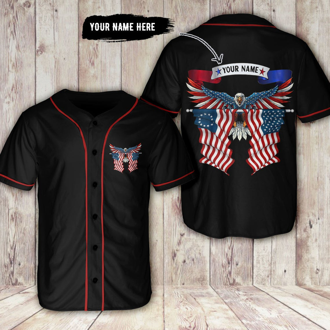 Personalized Veteran Us Eagle Independence Day 4Th July Baseball Jersey