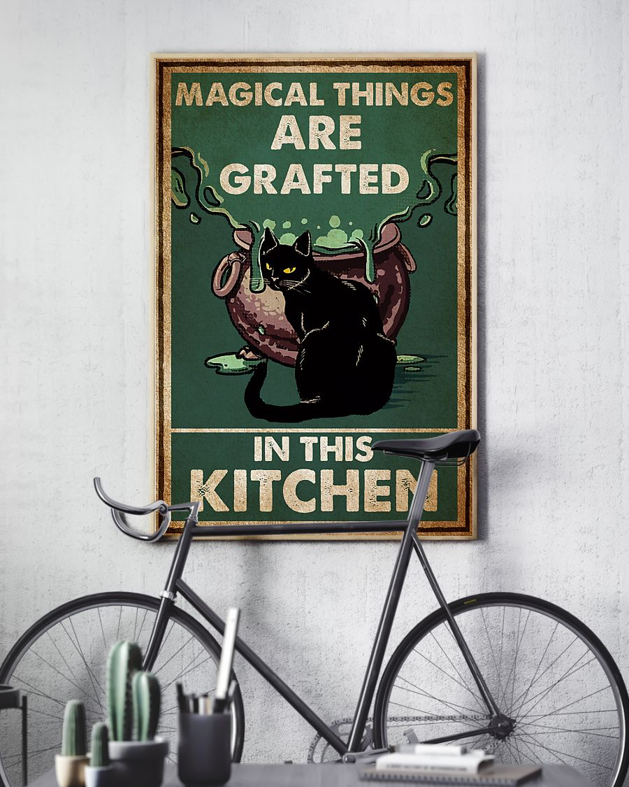 Black Cat Poster Magical Things Are Grafted In This Kitchen Vintage Room Home Decor Funny Wall Art Gifts Idea – Mostsuit